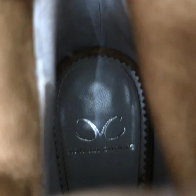 Monika Chiang Geflochtene Ketten-Stiefel Armena Braun Wildleder Größe 35 Spitzenabsatz