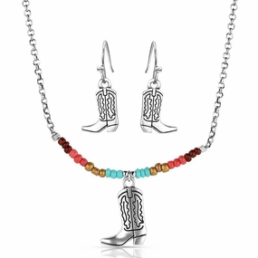 Montana Silversmith Colorstruck Cowboy Boot Beaded Jewelry Set texture-rose-gold  