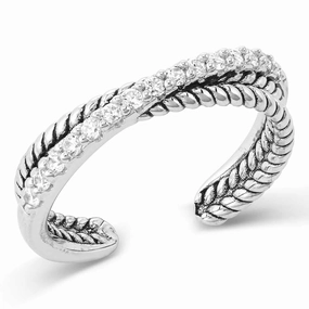 Montana Silversmith Crystal Crossover Open Ring texture-rose-gold  