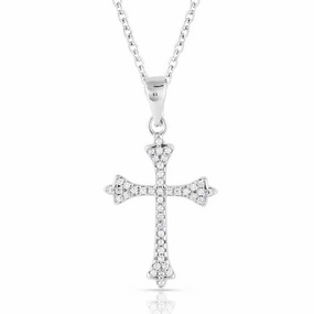 Montana Silversmith Ethereal Crystal Cross Necklace texture-rose-gold  