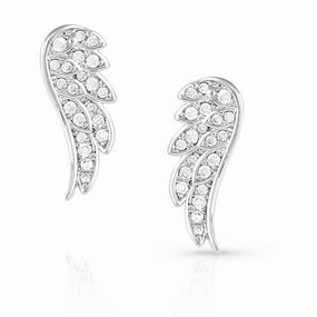 Montana Silversmith Guardian Wings Crystal Post Earrings texture-rose-gold  