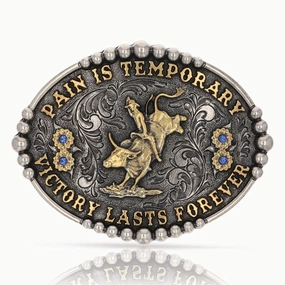 Montana Silversmith Pain Is Temporary Bull Riding Attitude Buckle texture-rose-gold  