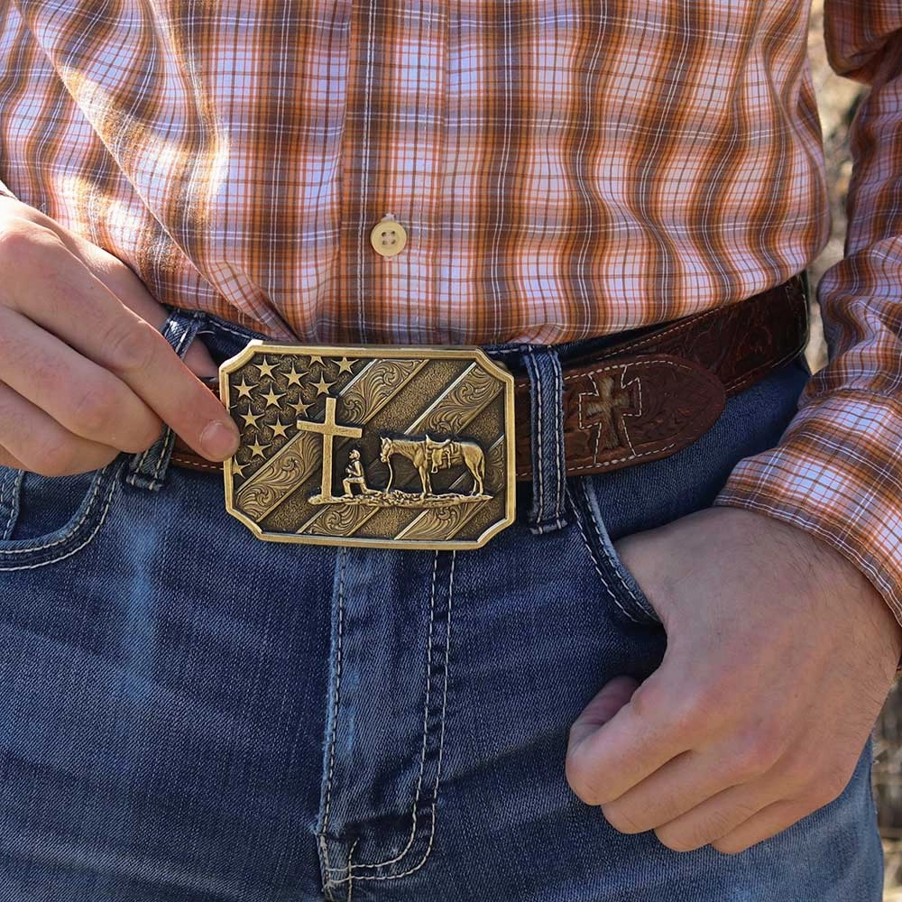 Montana Silversmith Patriot Christian Cowboy Attitude Belt Buckle