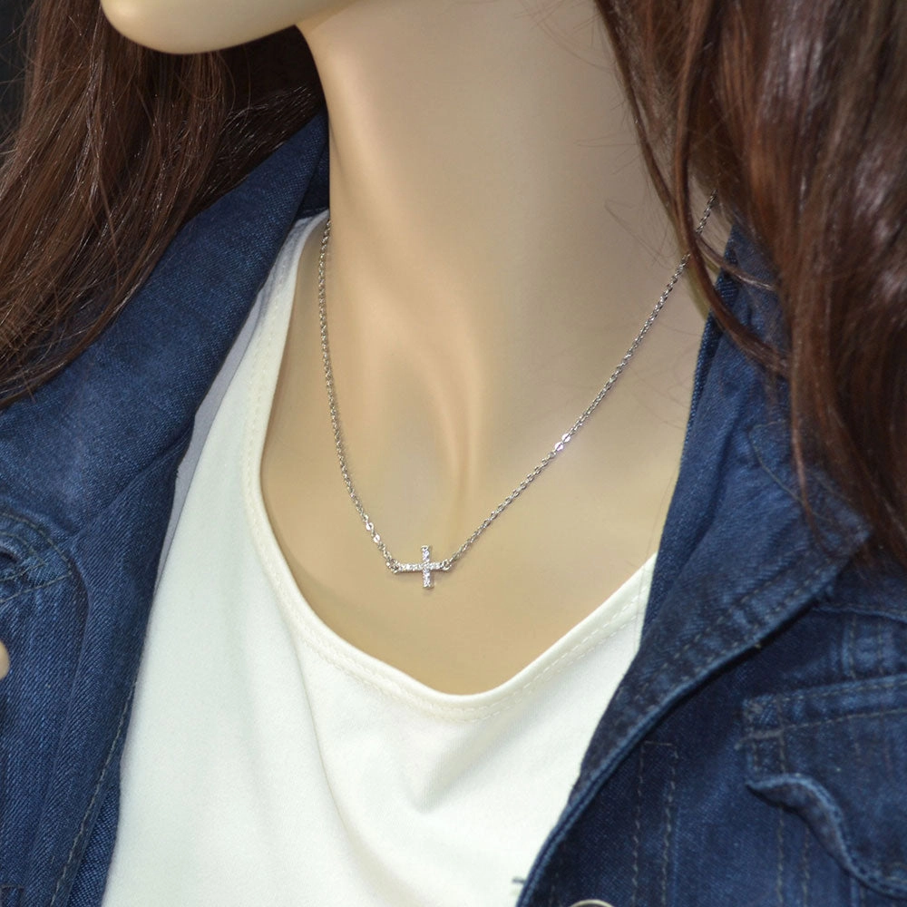 Montana Silversmith Quiet Faith, Tiny Crystal Cross Choker Necklace
