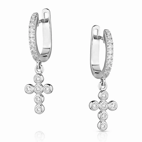 Montana Silversmith Simple Belief Crystal Cross Earrings texture-rose-gold  