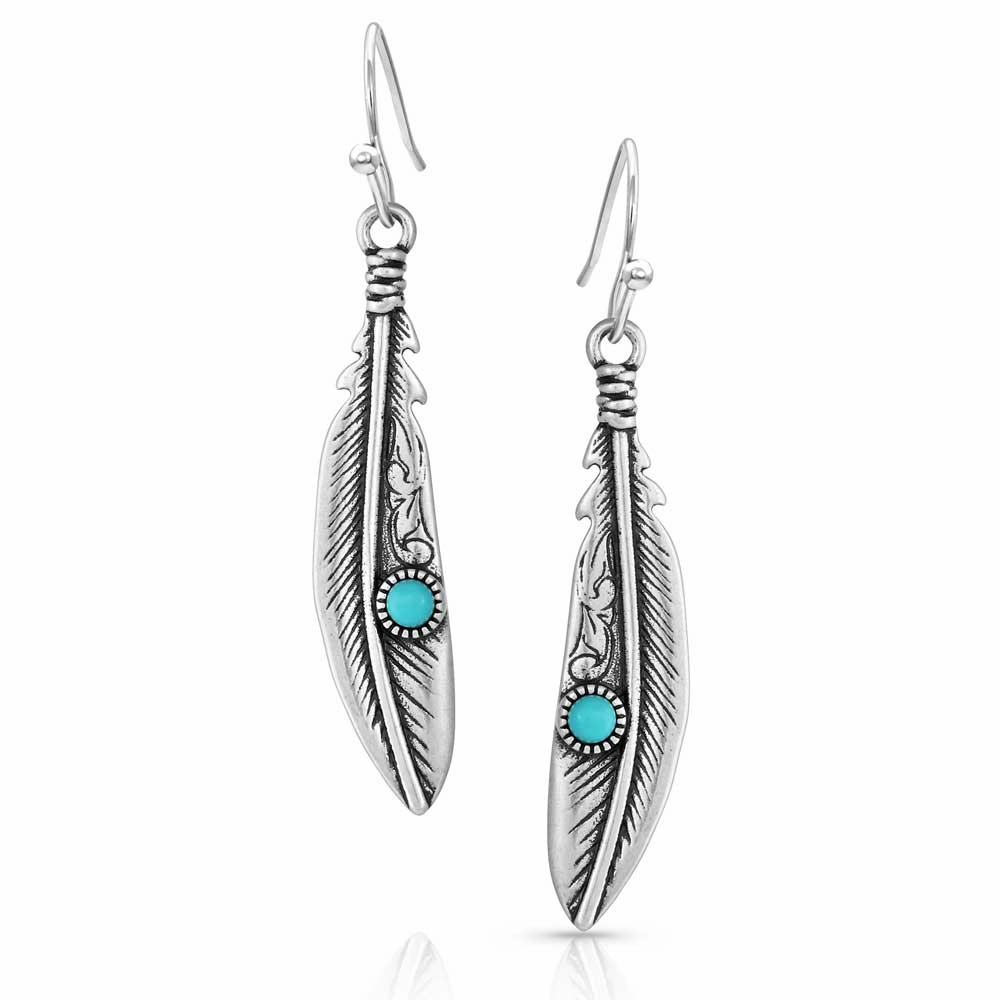 Montana Silversmith Solo Flight Turquoise Feather Earrings texture-rose-gold  