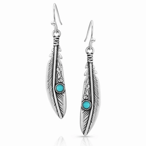 Montana Silversmith Solo Flight Turquoise Feather Earrings texture-rose-gold  