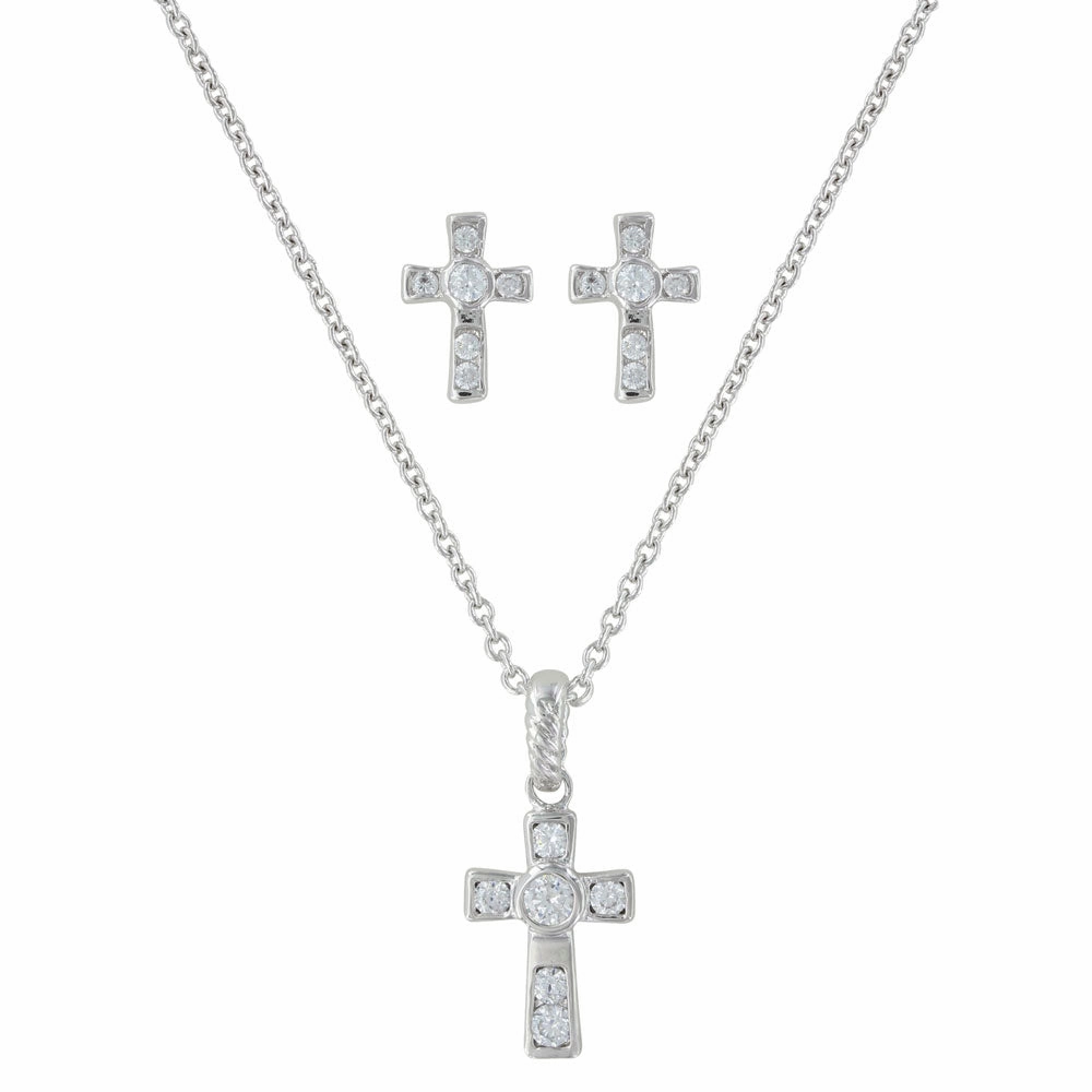 Montana Silversmiths A Mark of Faith Cross Jewelry Set texture-rose-gold  