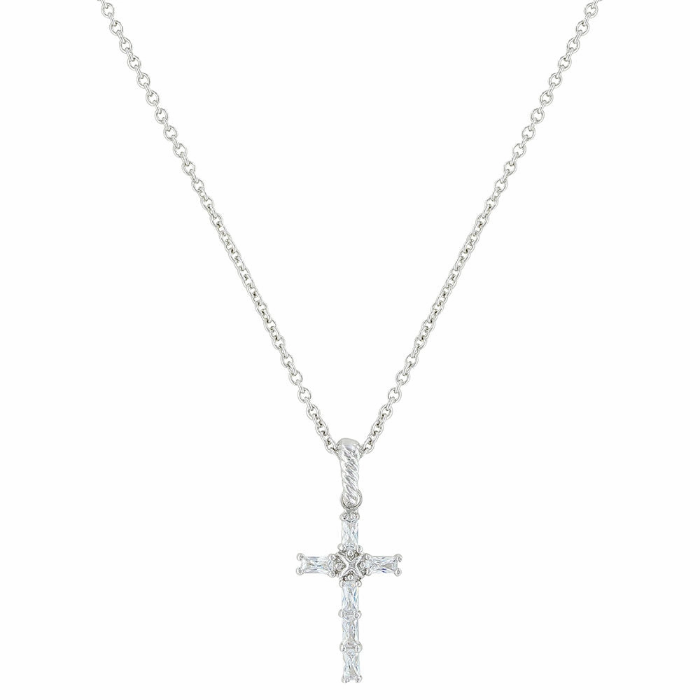 Montana Silversmiths Acadian Cross Baguette Necklace texture-rose-gold  
