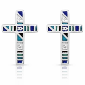 Montana Silversmiths American Legends Color Cross Earrings texture-rose-gold  