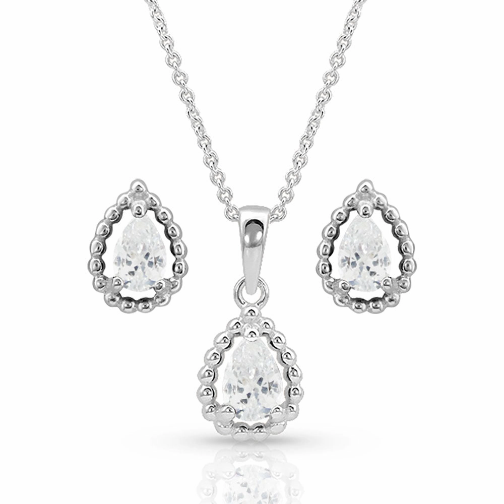Montana Silversmiths Arctic Rain Teardrop Jewelry Set texture-rose-gold  