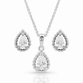 Montana Silversmiths Arctic Rain Teardrop Jewelry Set texture-rose-gold  