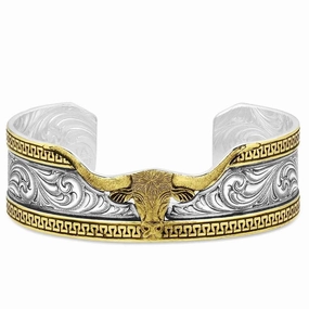 Montana Silversmiths Carved Longhorn Cuff Bracelet texture-rose-gold  