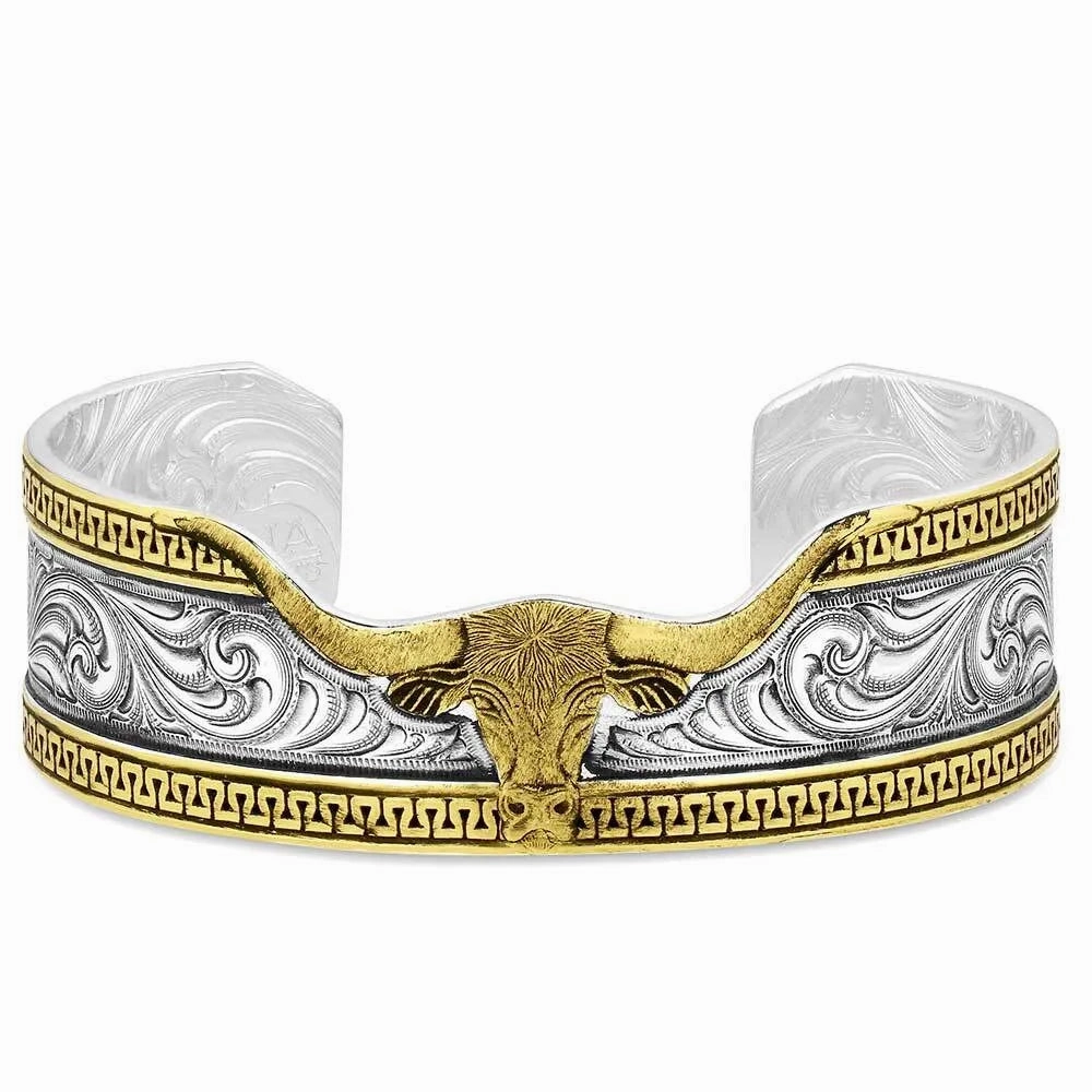 Montana Silversmiths Carved Longhorn Cuff Bracelet texture-rose-gold  