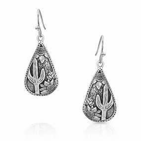 Montana Silversmiths Cradled Cactus Teardrop Earrings texture-rose-gold  
