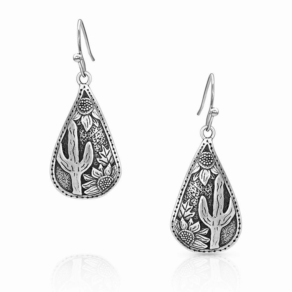 Montana Silversmiths Cradled Cactus Teardrop Earrings texture-rose-gold  
