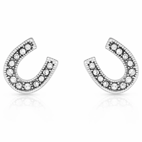 Montana Silversmiths Crystal Clear Stuck on Luck Post Earrings texture-rose-gold  
