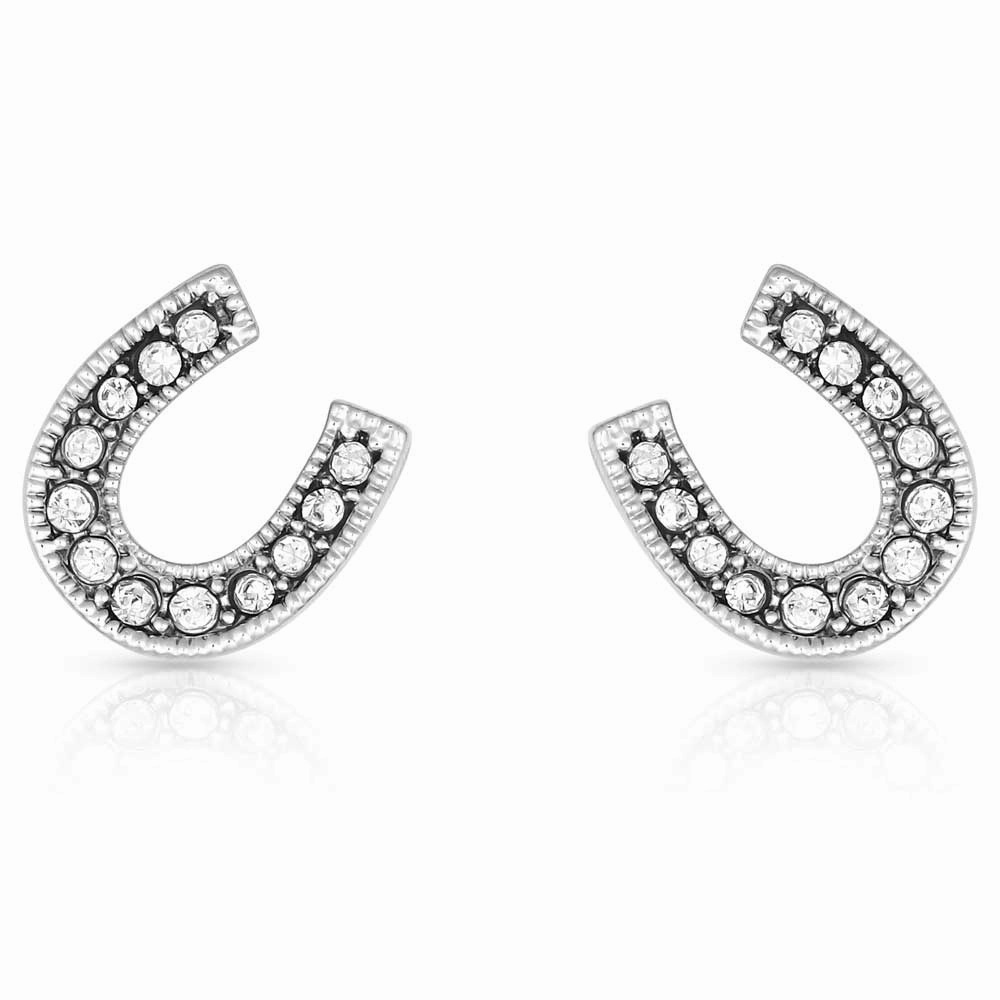 Montana Silversmiths Crystal Clear Stuck on Luck Post Earrings texture-rose-gold  