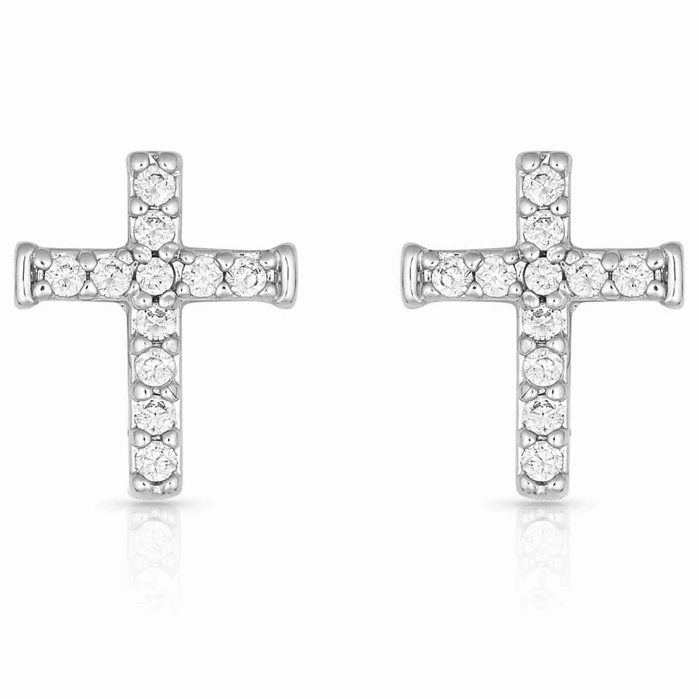 Montana Silversmiths Crystal Cross earrings texture-rose-gold  