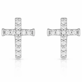 Montana Silversmiths Crystal Cross earrings texture-rose-gold  