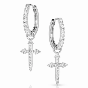 Montana Silversmiths Crystal Devotion Cross Earrings texture-rose-gold  