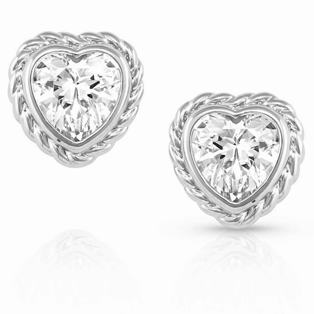 Montana Silversmiths Crystal Heartstring Heart Earrings texture-rose-gold  