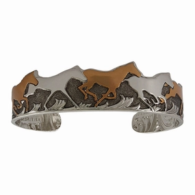 Montana Silversmiths Curio Finish Horses of a Different Color Cuff Bracelet texture-rose-gold  