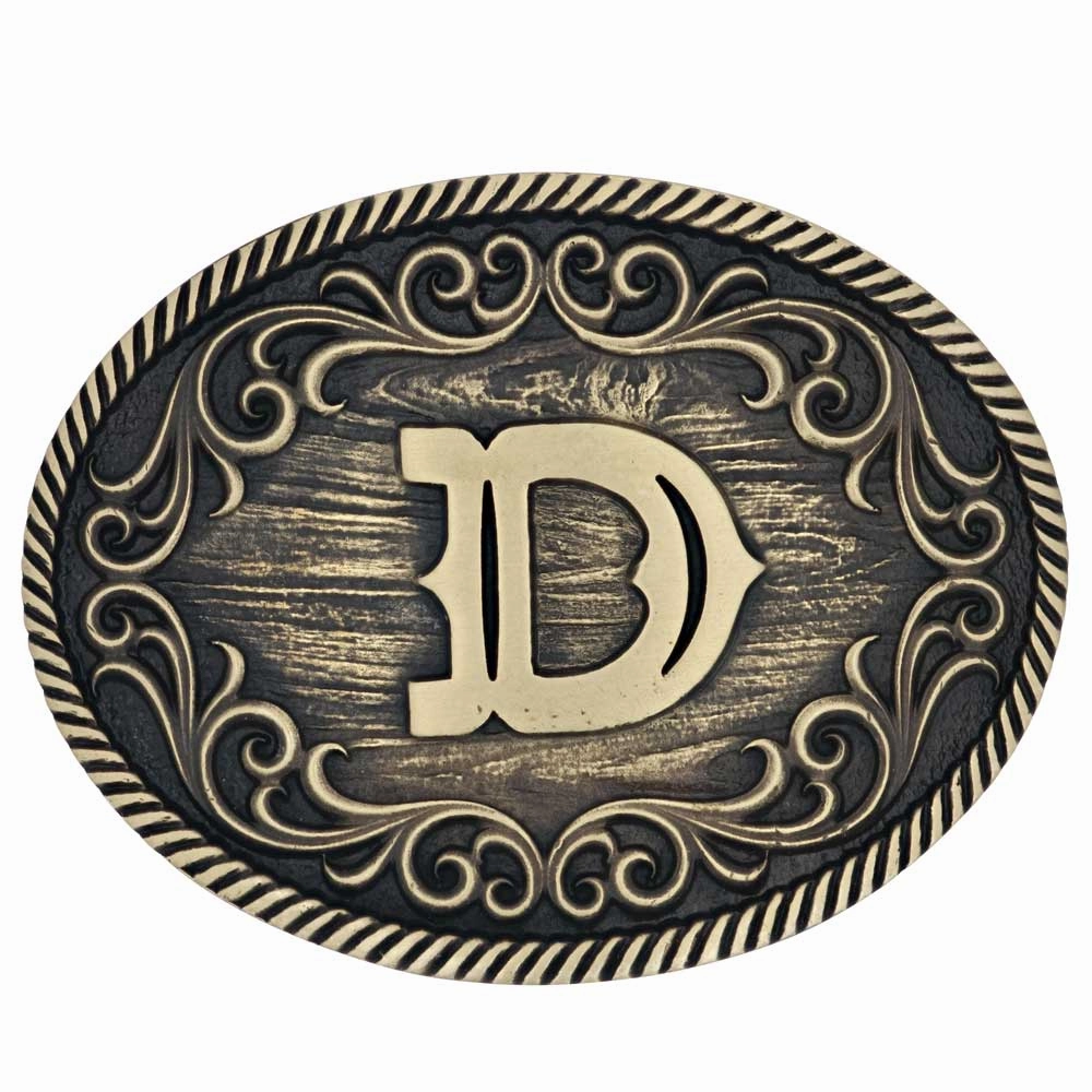 Montana Silversmiths D Initial Belt Attitude Buckle texture-rose-gold  