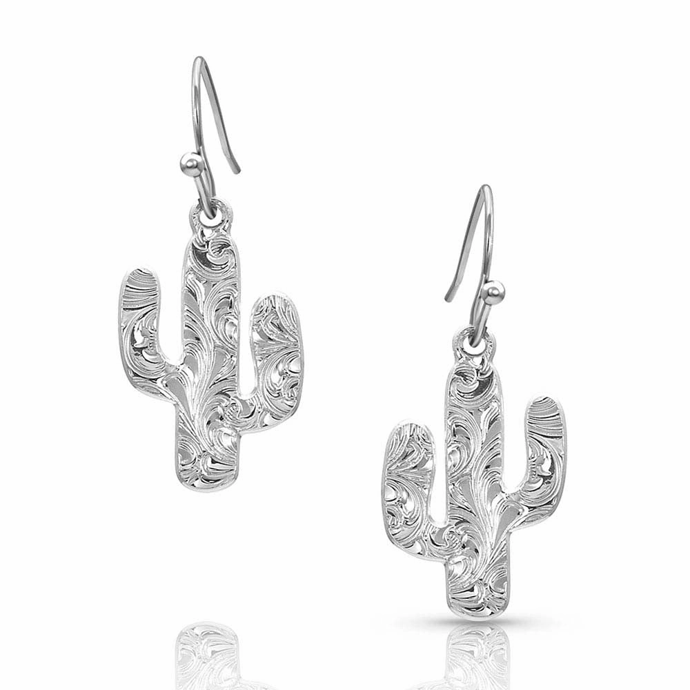 Montana Silversmiths Desert Full Moon Cactus Earrings texture-rose-gold  