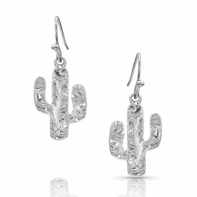 Montana Silversmiths Desert Full Moon Cactus Earrings texture-rose-gold  