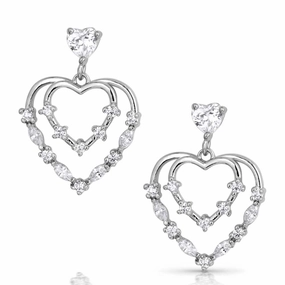 Montana Silversmiths Heart Grows Crystal Earrings texture-rose-gold  