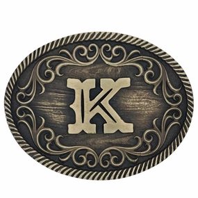 Montana Silversmiths K Initial Belt Attitude Buckle texture-rose-gold  