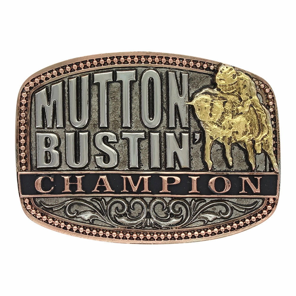Montana Silversmiths Little Attitude Mutton Bustin Champion Attitude Buckle texture-rose-gold  
