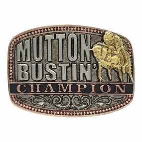 Montana Silversmiths Little Attitude Mutton Bustin Champion Attitude Buckle texture-rose-gold  