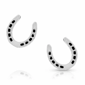 Montana Silversmiths Lucky Horseshoe Earrings texture-rose-gold  