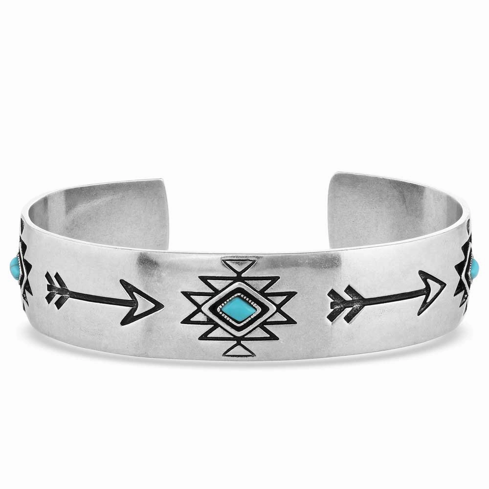 Montana Silversmiths Only Forward Turquoise Silver Cuff Bracelet texture-rose-gold  
