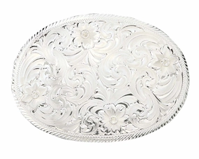 Montana Silversmiths Oval Silver Engraved Western Belt Buckle with Etched Trim texture-rose-gold  
