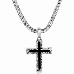 Montana Silversmiths Roughstock Cross Necklace texture-rose-gold  