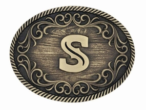 Montana Silversmiths S Initial Belt Attitude Buckle texture-rose-gold  