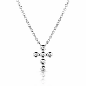 Montana Silversmiths Simple Belief Crystal Cross Necklace texture-rose-gold  