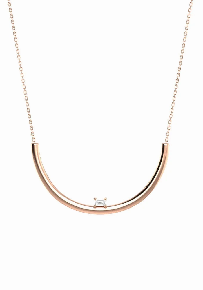 Moon Emerald 18K Rosegold Necklace w. Lab-Grown Diamond