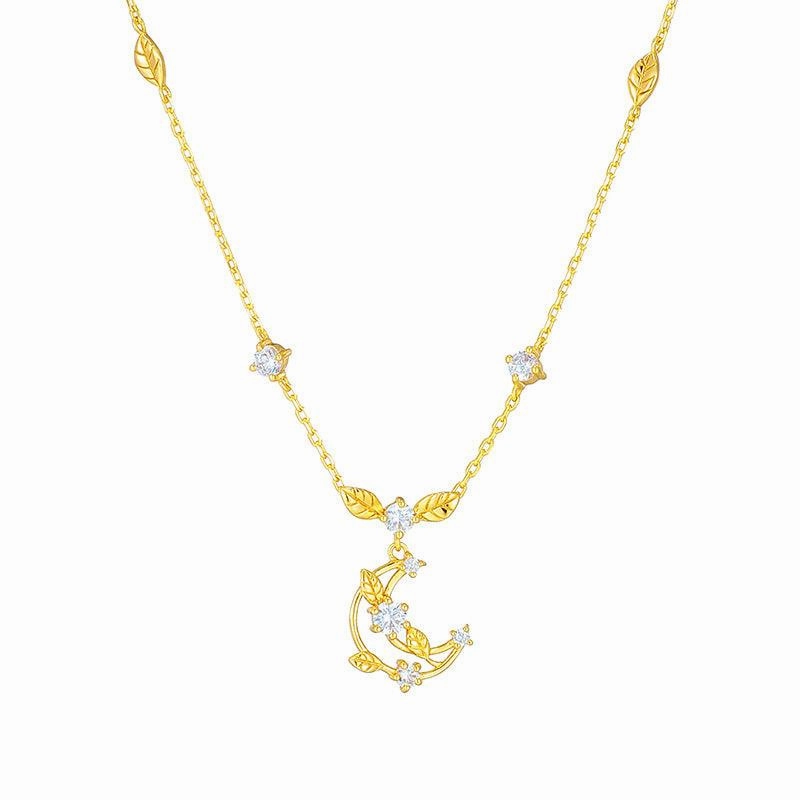 Moon Necklace Woven With Leaves