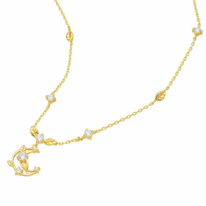 Moon Necklace Woven With Leaves