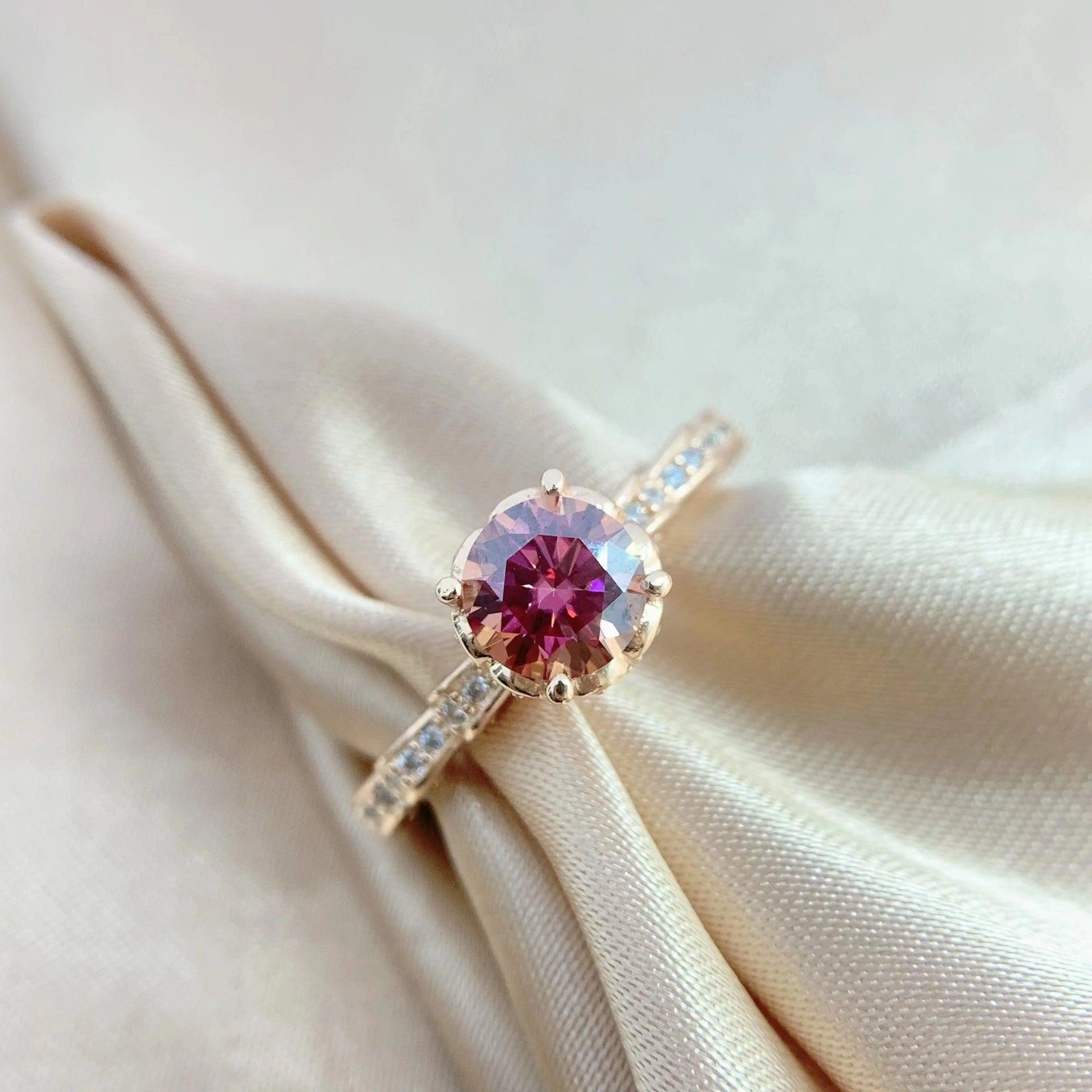 Mosonite Champagne Gold Diamond Ring