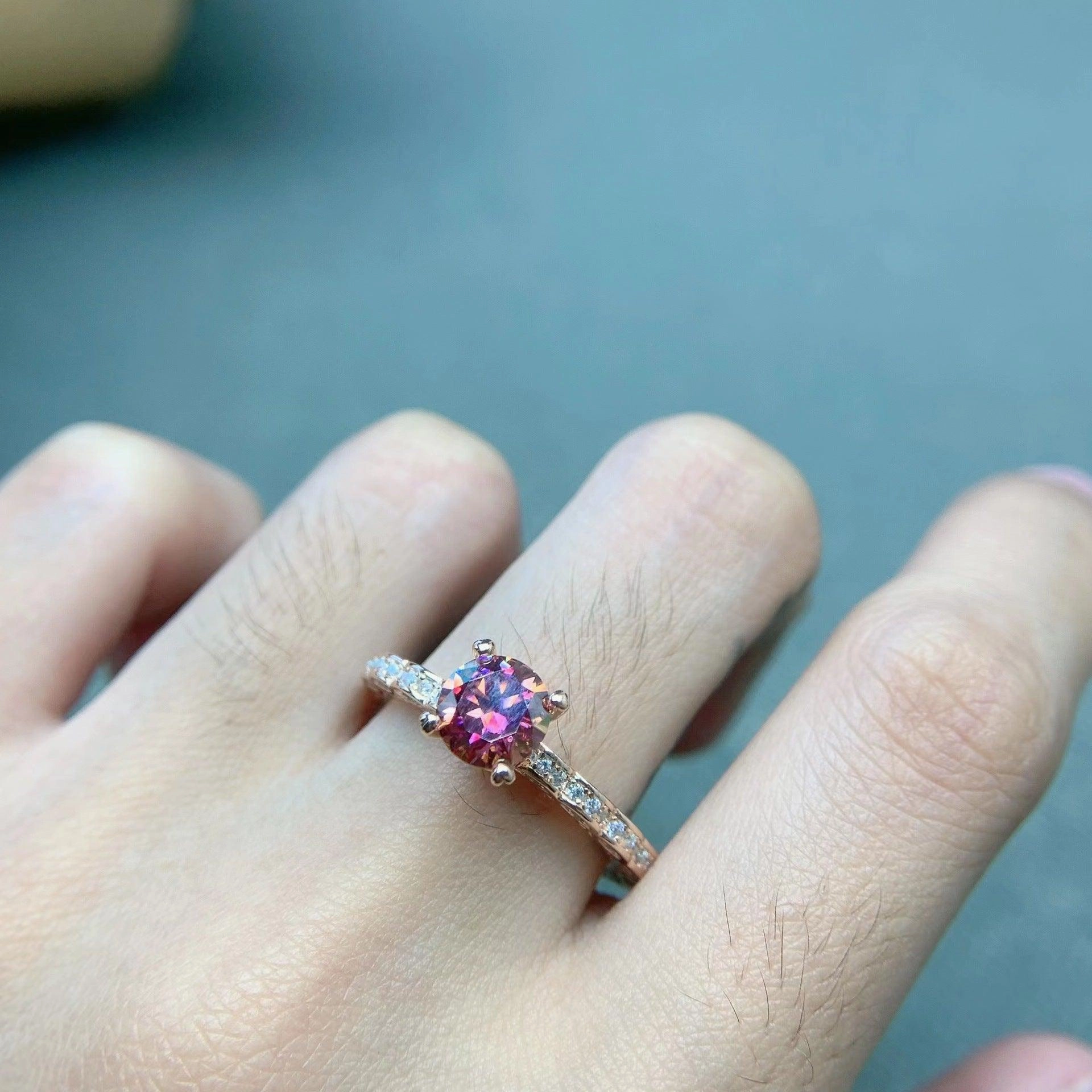 Mosonite Champagne Gold Diamond Ring