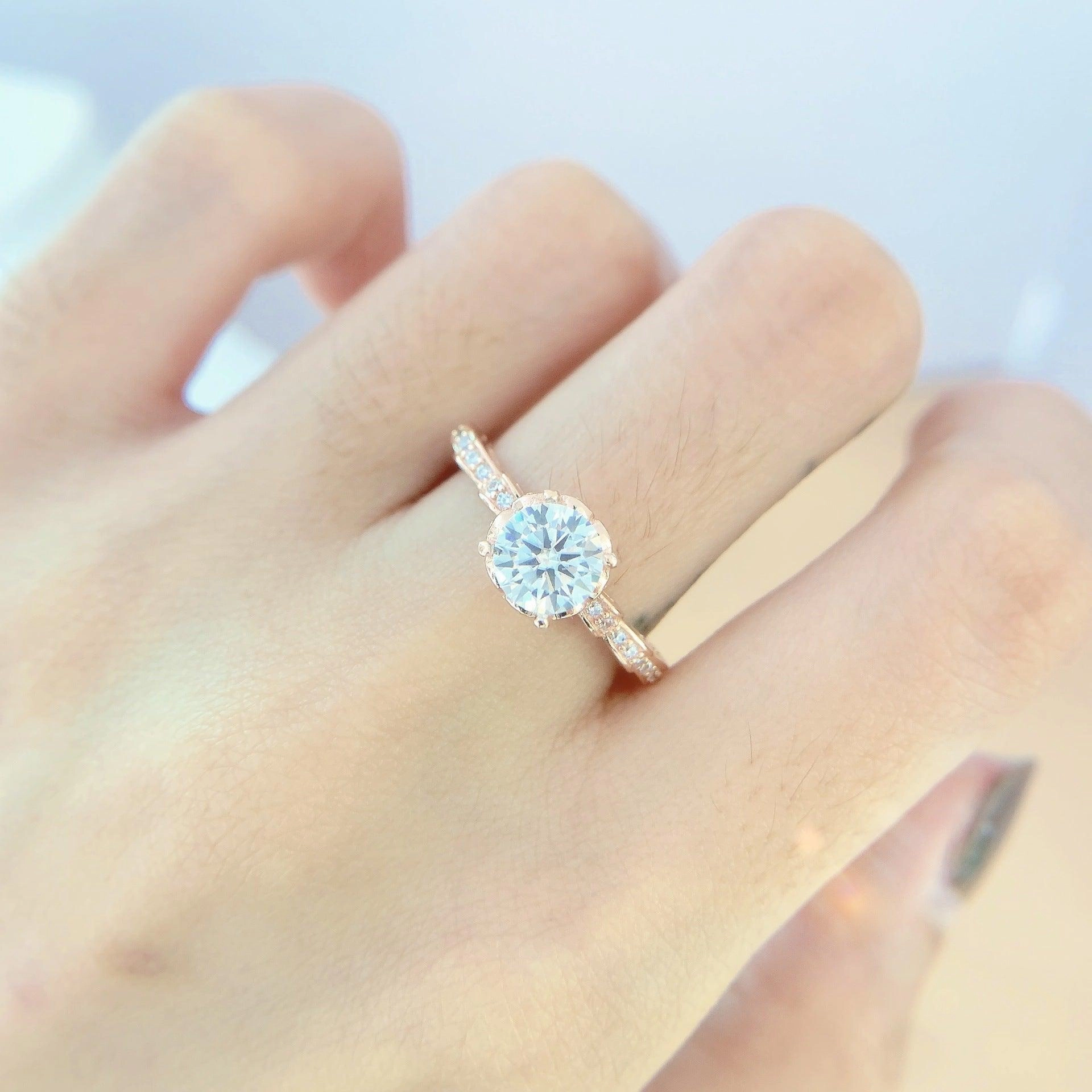 Mosonite Champagne Gold Diamond Ring 