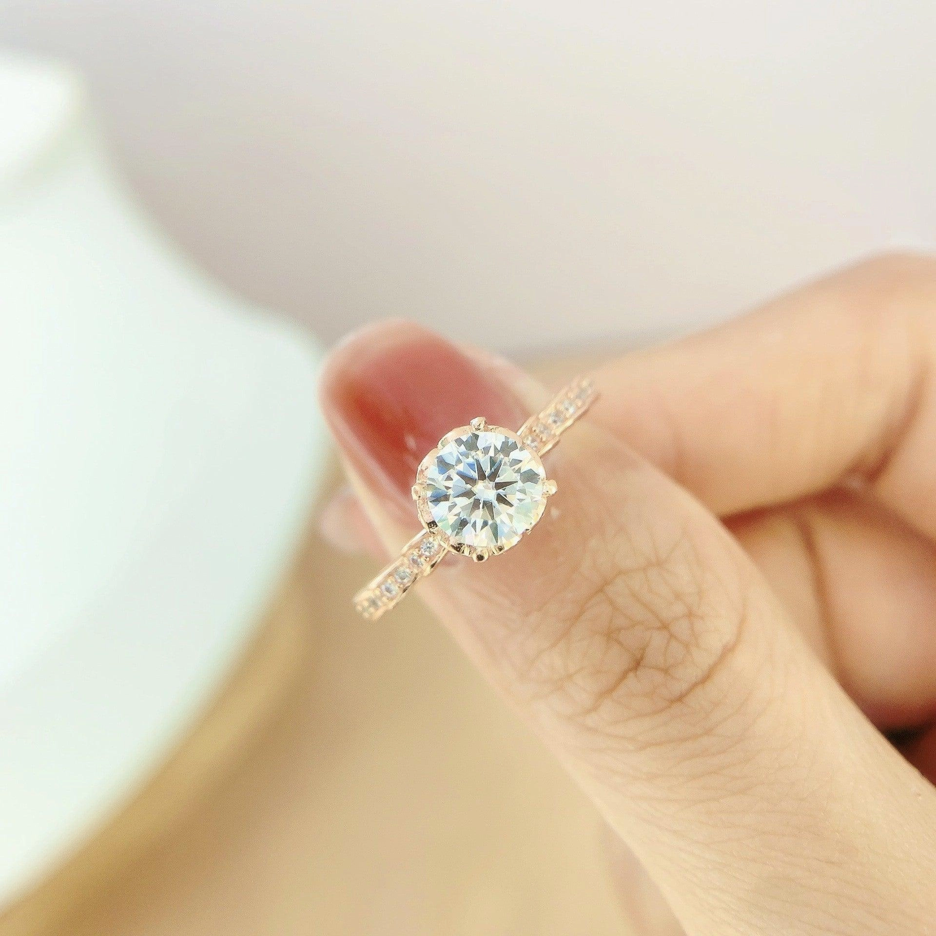 Mosonite Champagne Gold Diamond Ring
