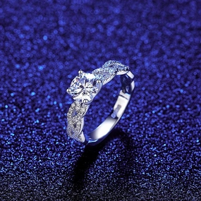 Mossan Diamond Ring 925 Sterling Silver 