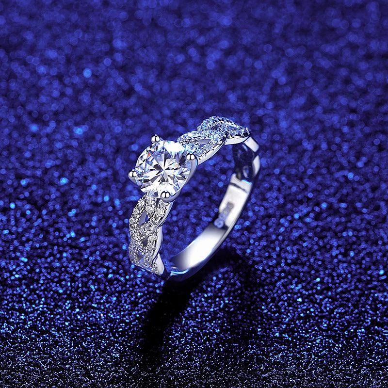 Mossan Diamond Ring 925 Sterling Silver 