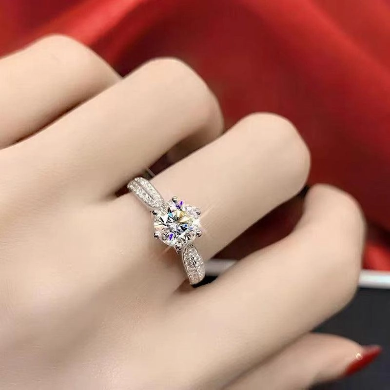 Mossanstone Ring S925 Silver 1 Carat